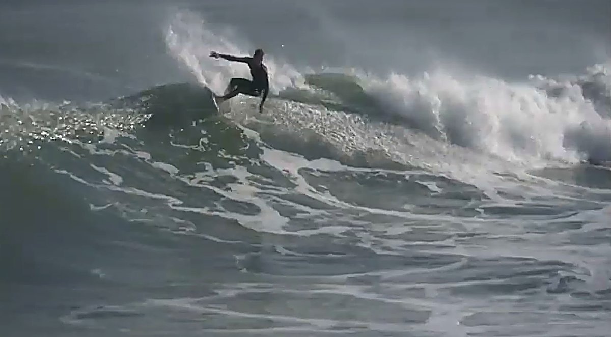 Driving hard off the top, West Coast power on a moody grey morning at the bar, Blaketown - Cobden surf spot, West Coast South
