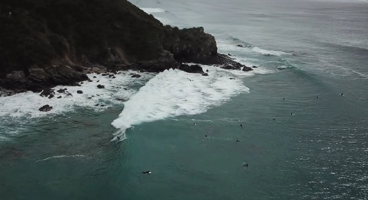 The point lining up on an overcast NE swell, Forestry surf spot, Auckland / Rodney, New Zealand.