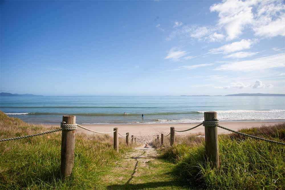 Beach access at the dunes. A few quiet minutes on most days, Matarangi surf spot, Coromandel, New Zealand.