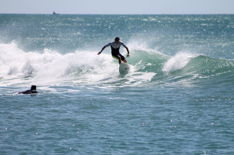Mid-summer at Ōhope. Warm water (among the warmest in NZ) and clean beach peaks under the hill, Ōhope surf spot, Bay of Plent