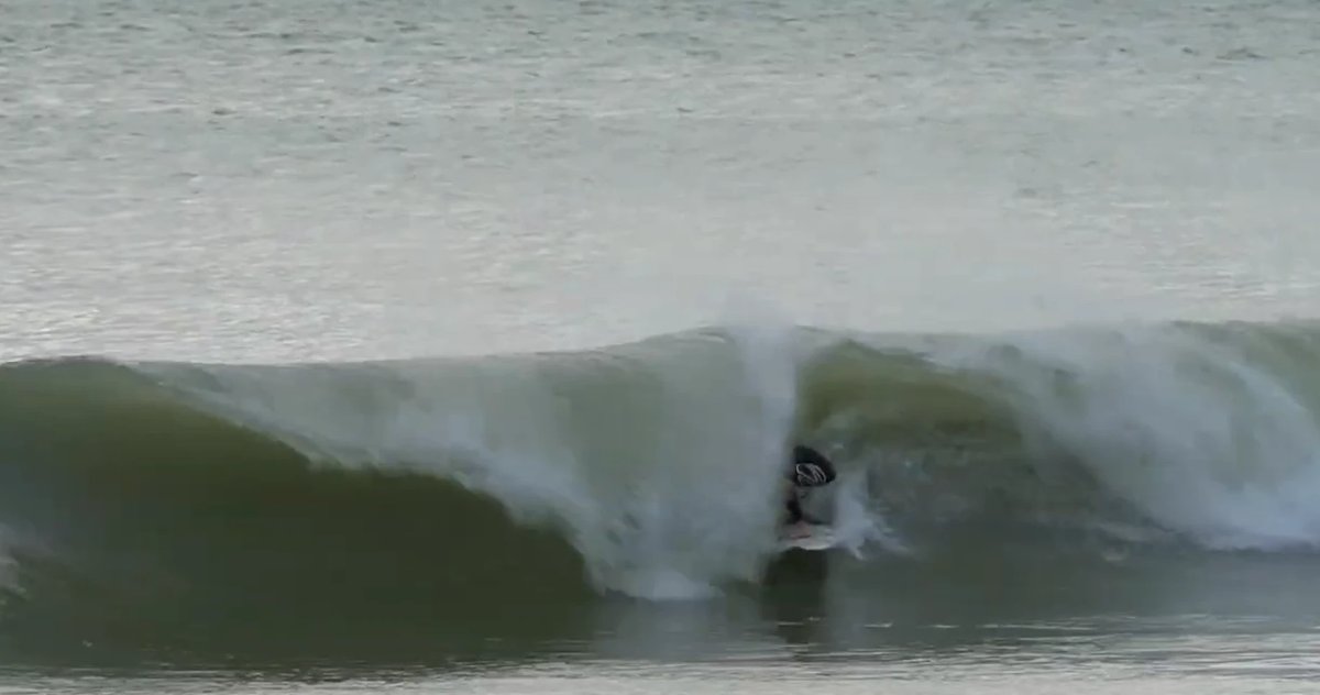 Solo barrel section, the kind of peak you can have to yourself most days here, Otama surf spot, Coromandel, New Zealand.