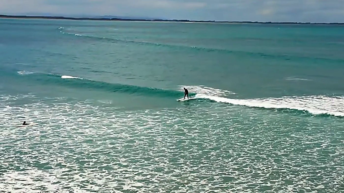 Surfing at Riverton, Riverton surf spot, Catlins / Southland, New Zealand.